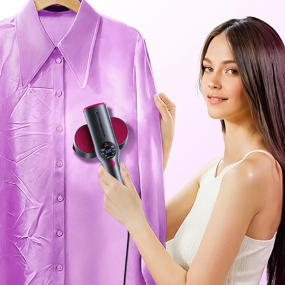 Fabric Steamer in Black with Pink Accents